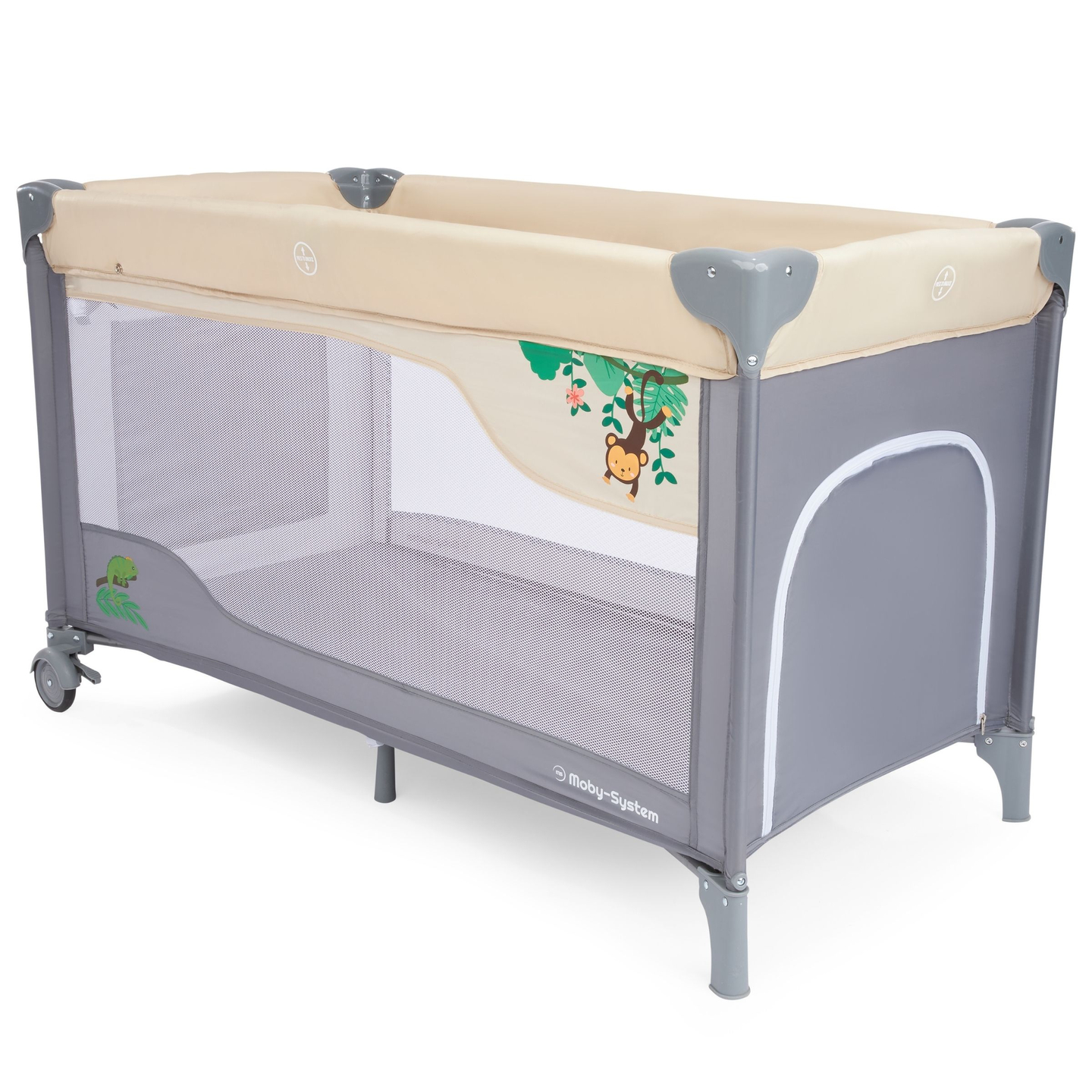 Utazóágy 0 - 36 m pelenkázóasztallal + Moby-System HUXLEY járóka