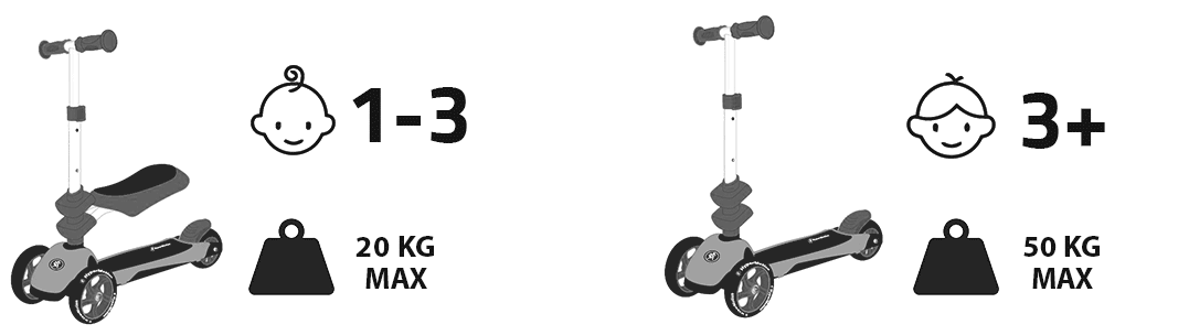 HyperMotion egyensúlyozó háromkerekű 3in1 - kék