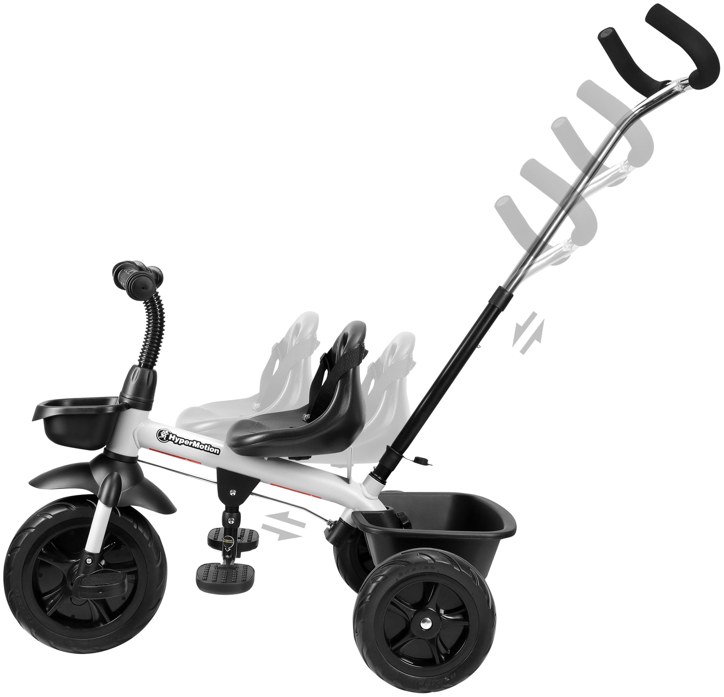 HyperMotion TOBI VECTOR háromkerekű - örökké tartó felfújható kerekek + tolórúd. Szín: világosszürke.