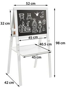 Kétoldalas oktatási tábla: mágneses és krétás tábla - szárazra törölhető, fa, gyerekeknek, összecsukható