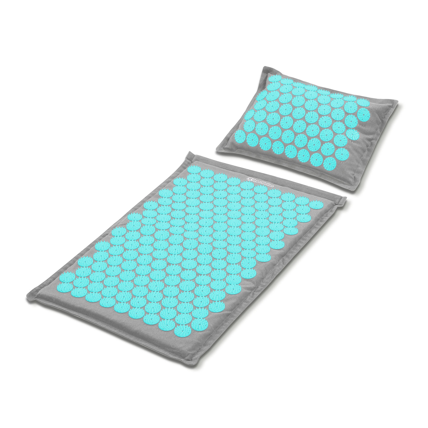 Öko vászon akupresszúrás szőnyeg kókuszrosttal és hajdinapárnával – 68 cm HyperMotion szürke-menta