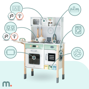 Interaktív konyha mosógéppel, mosogatógéppel és krétatáblával