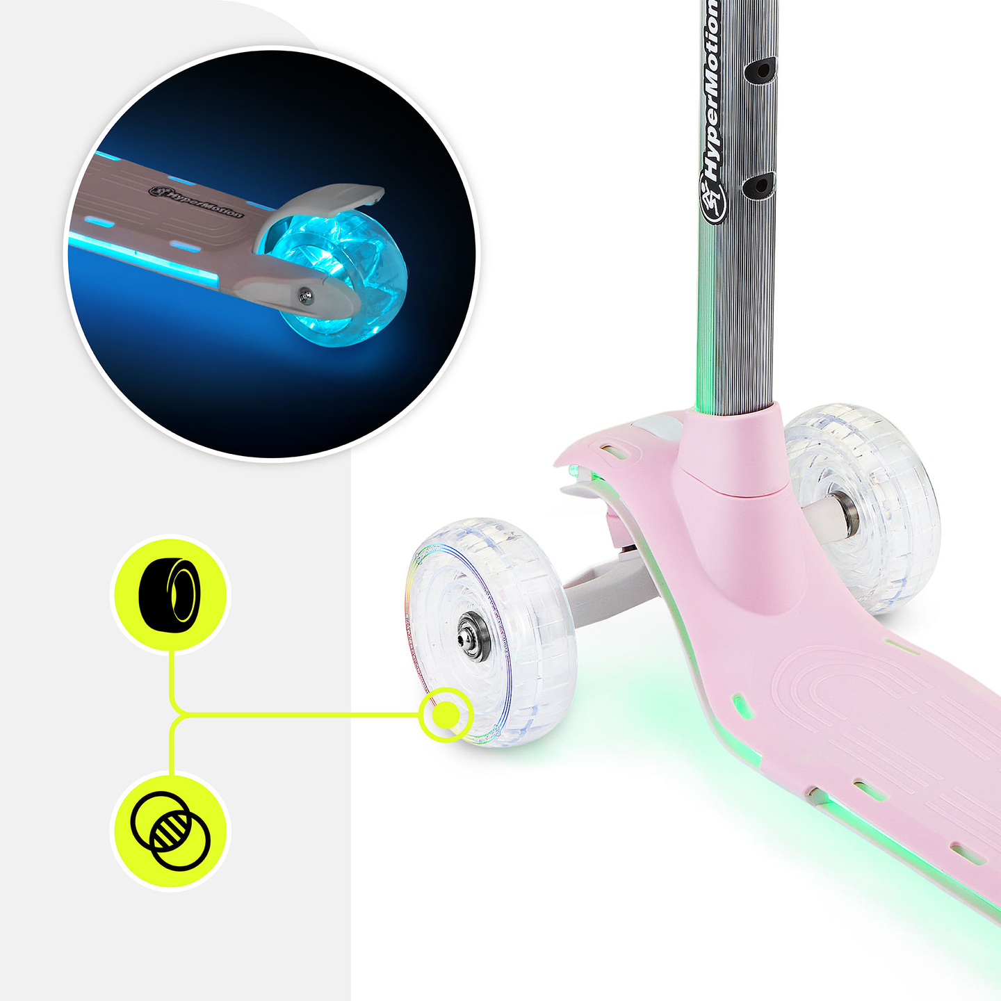 HyperMotion BECKY egyensúlyozó roller - RGB LED világítás, rózsaszín