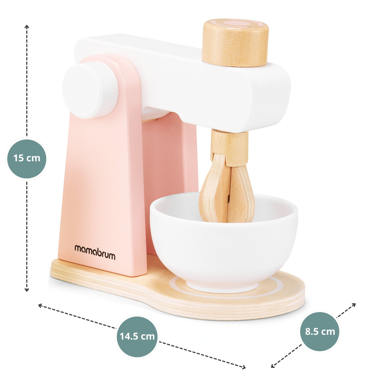 Fából készült tésztakeverő, tartozékokkal, gyerekeknek