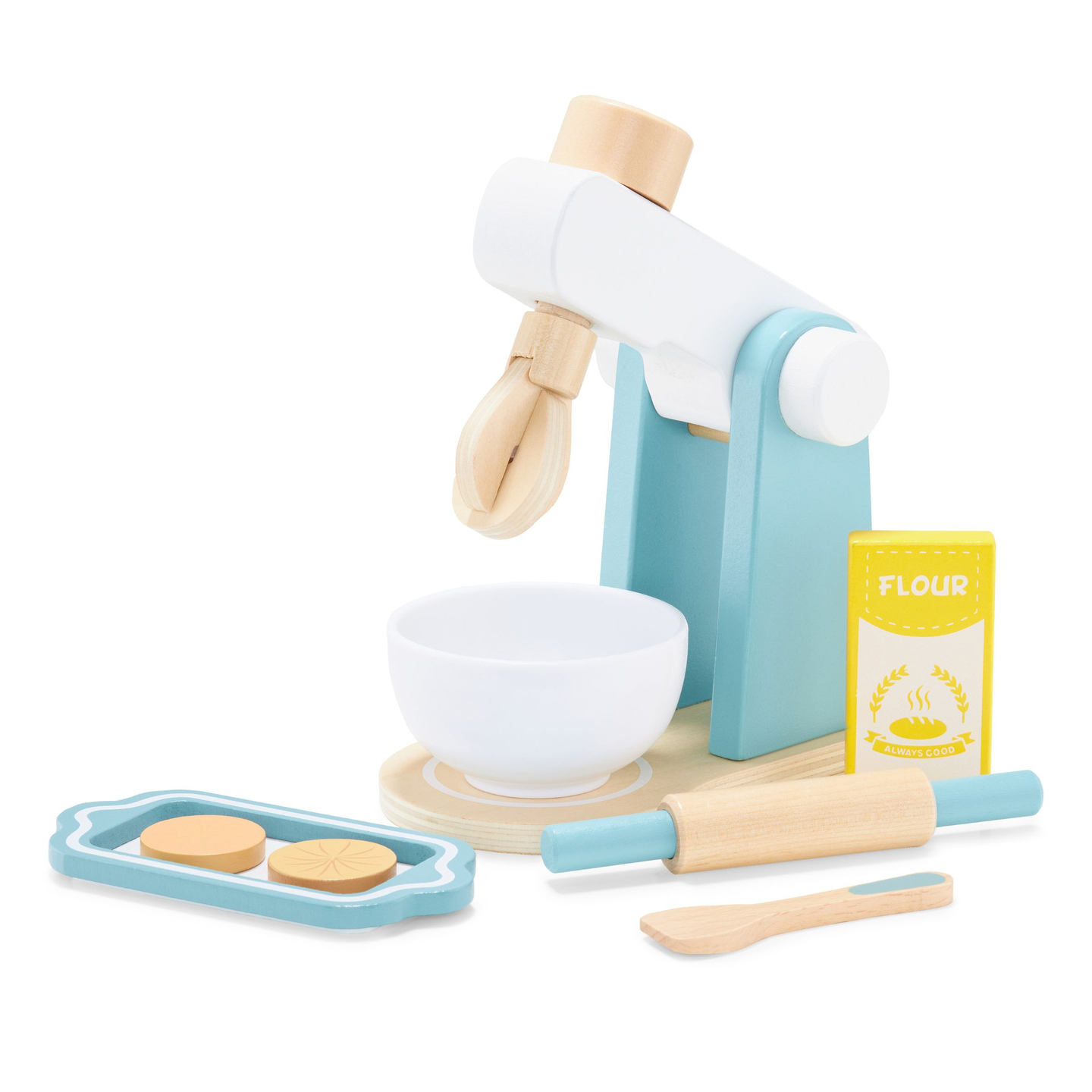 Fából készült keverőgép tartozékokkal