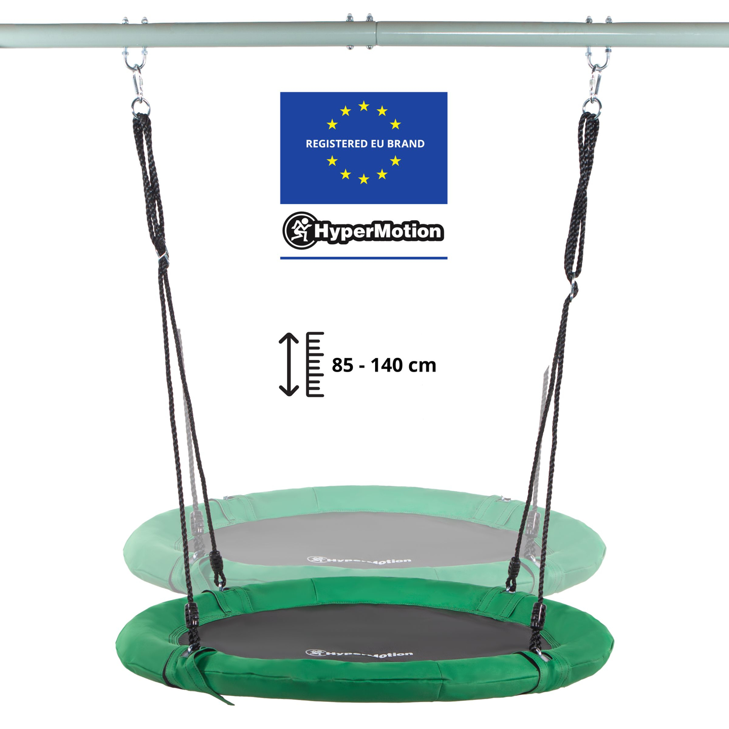 Gólyafészek típusú kerti hinta kerettel és kötelekkel