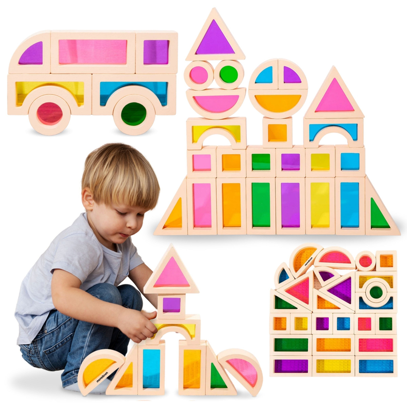 Szivárványos fadarabok - 25 elem