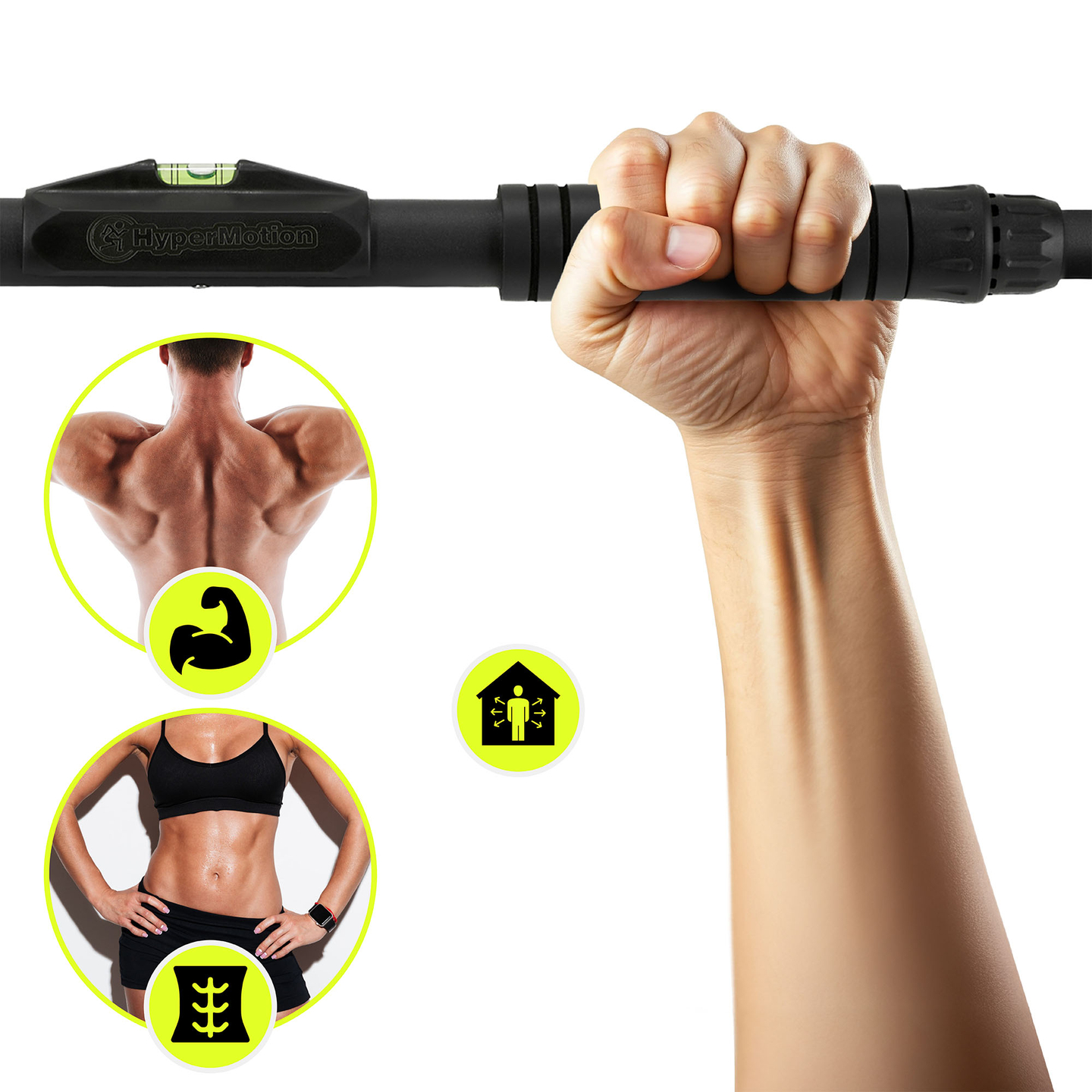 HyperMotion állítható húzódzkodó rúd 74-100 cm, 200 kg, fekete