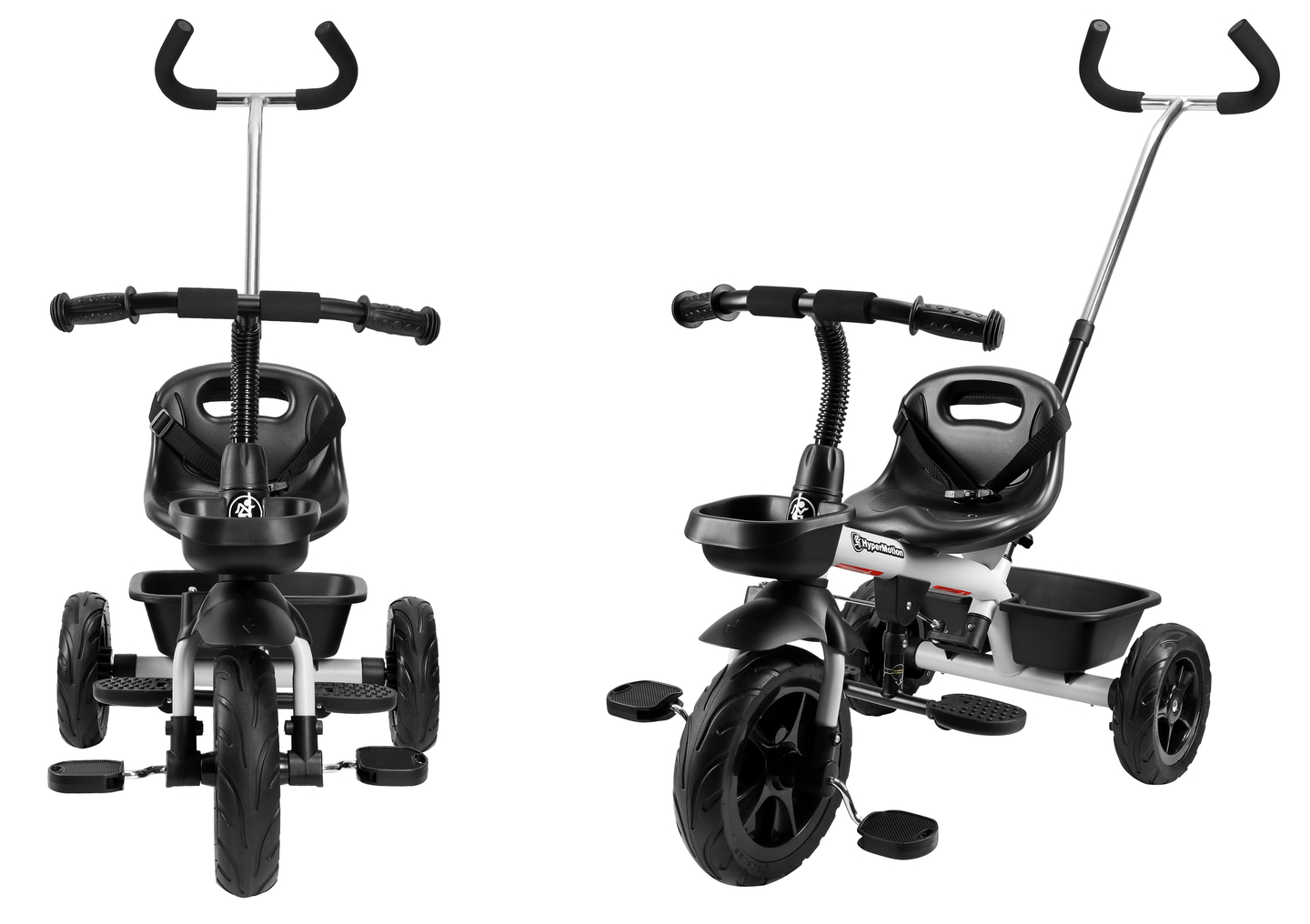 HyperMotion TOBI VECTOR háromkerekű - örökké tartó felfújható kerekek + tolórúd. Szín: világosszürke.