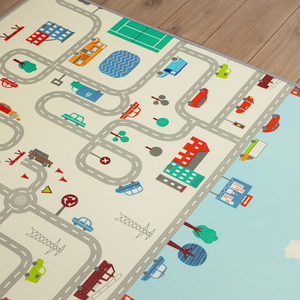 Kétoldalas habszőnyeg XXL - tekercs 2 cm (utak és cikkcakk)