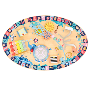 7in1 fából készült oktatási asztal, zenei, érzékszervi