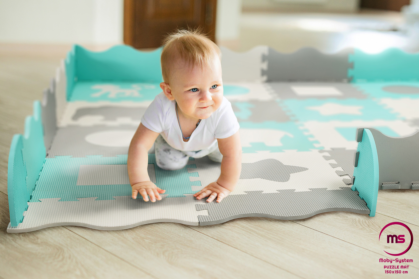 XL habszőnyeg 150 x 150 x 1cm szegéllyel - EVA hab - menta színű