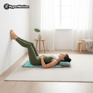 Öko vászon akupresszúrás szőnyeg kókuszrosttal és hajdinapárnával – 68 cm HyperMotion szürke-menta