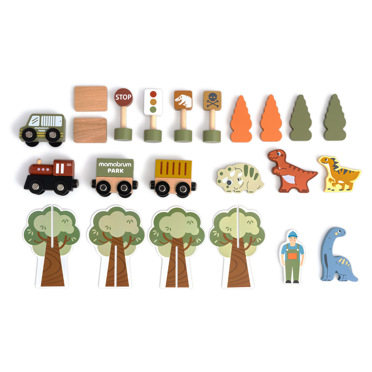 Dino Park fa vonat csúszásgátló szőnyeggel - dinoszauruszok, vonat, sínek, vulkán, harang