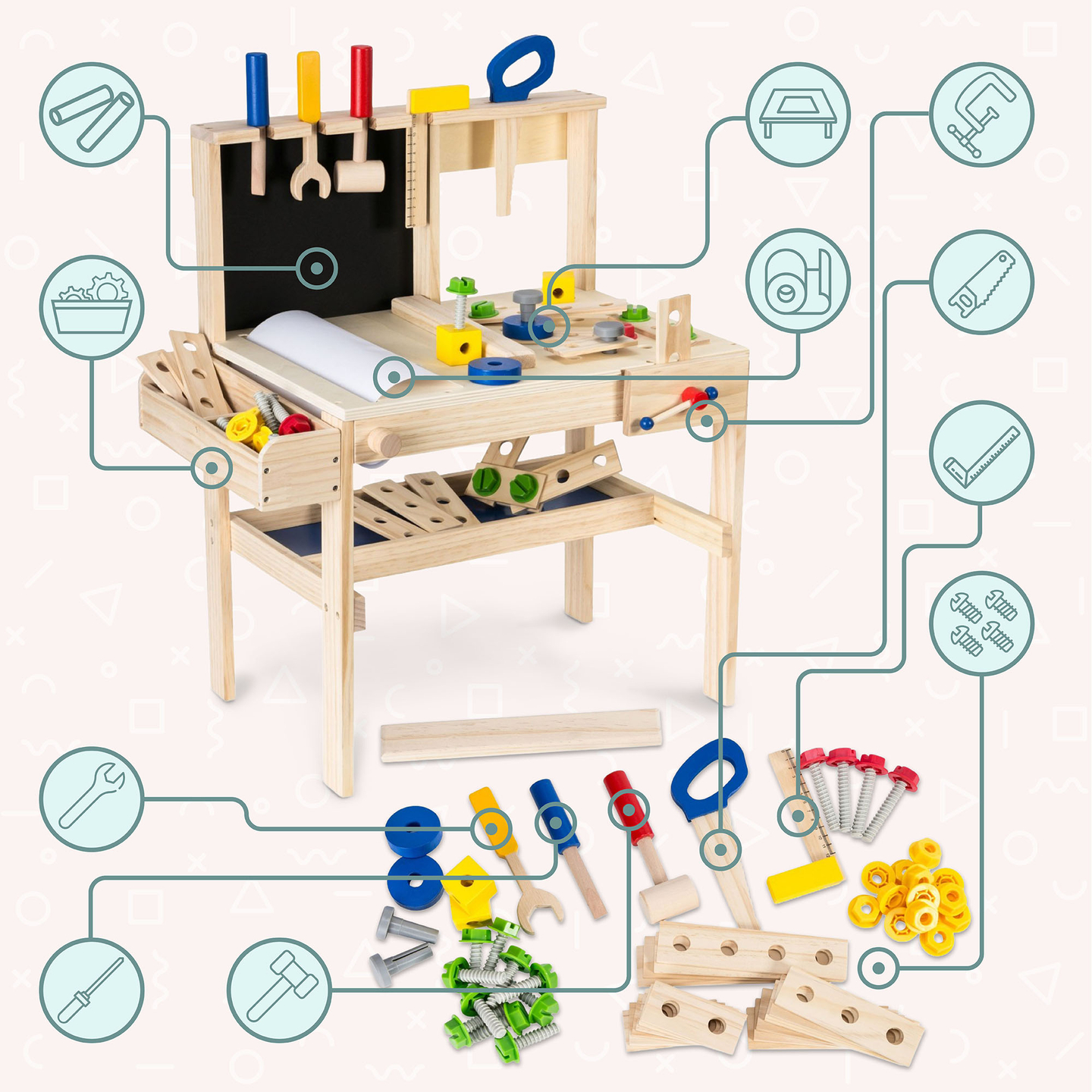 Fából készült barkácskészlet XXL - 75 darab