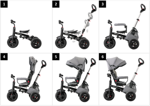 Tricikli Tobi Velar + esővédő fólia - szürke