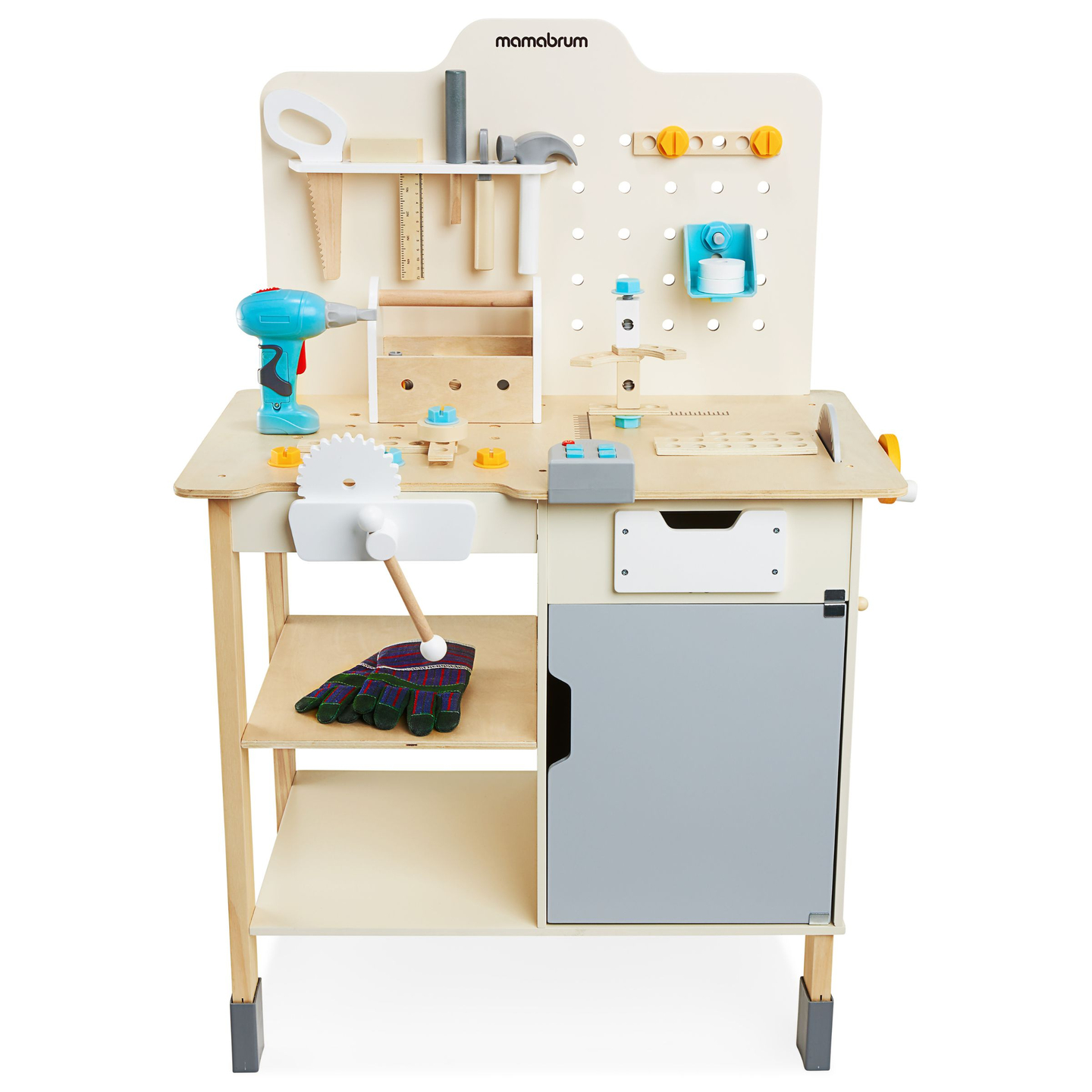 XXL nagy fa műhely szerszámokkal - barkácskészlet, 74 elemmel