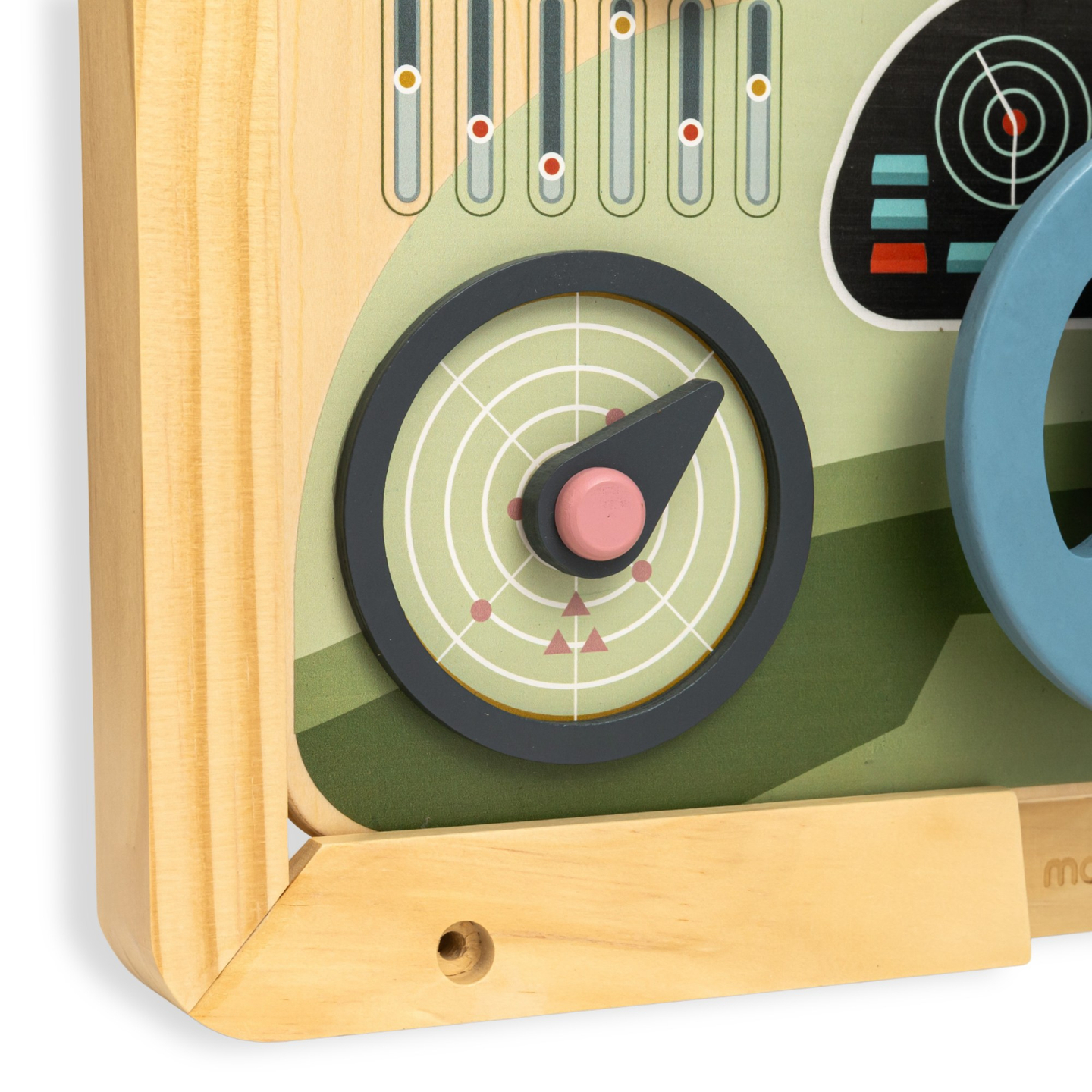 Fa Montessori tábla 2 az 1-ben vezetőfülke a kis sofőrnek és pilótának – kormánykerék, sebességváltó, útitérképek, radar