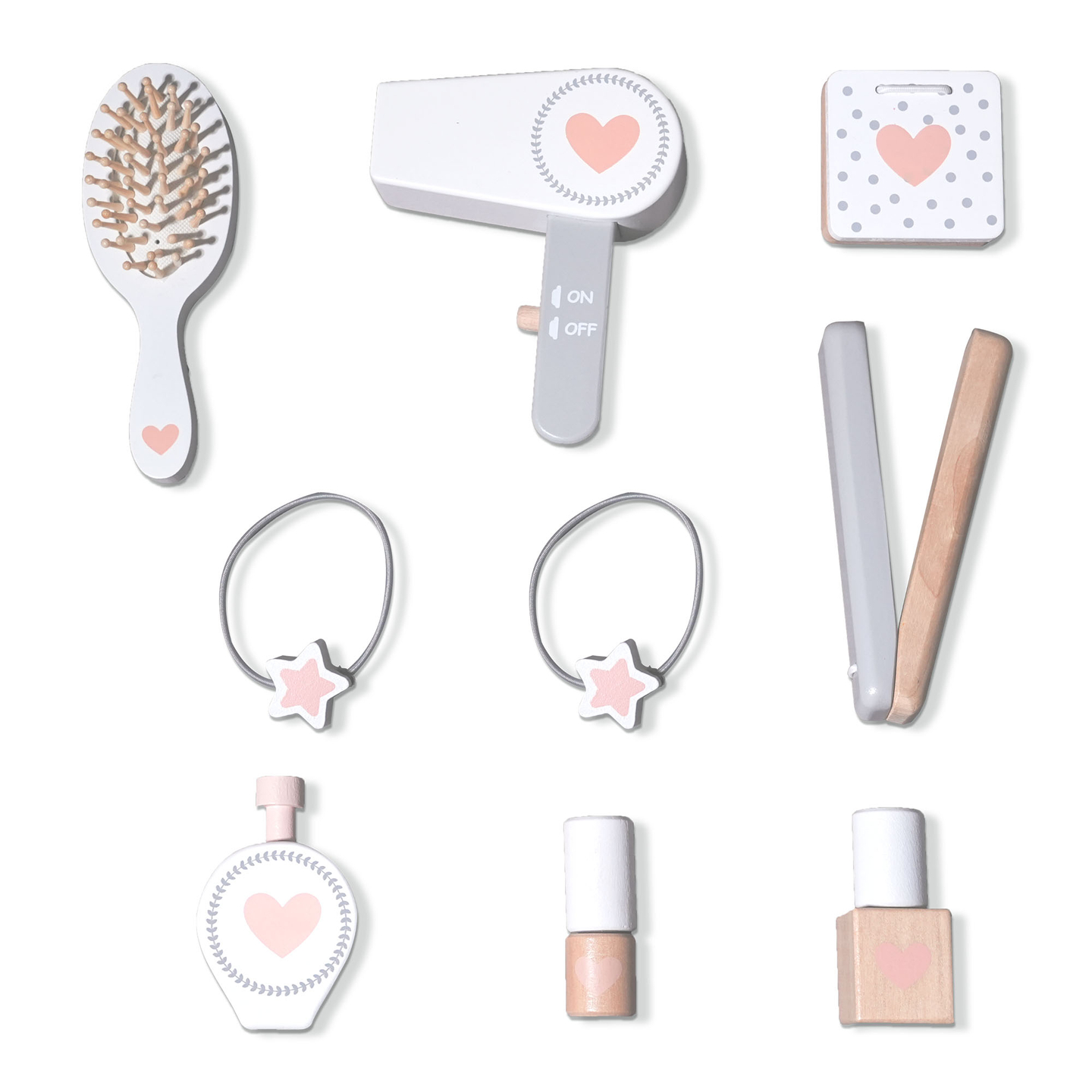 Fából készült gyermek öltözőasztal székkel, kiegészítőkkel és LED világítással