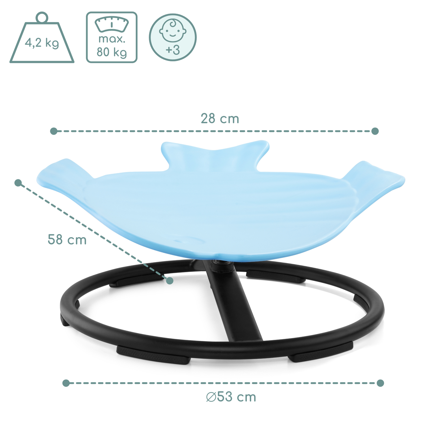 Mini körhinta gyerekeknek Hal - kék