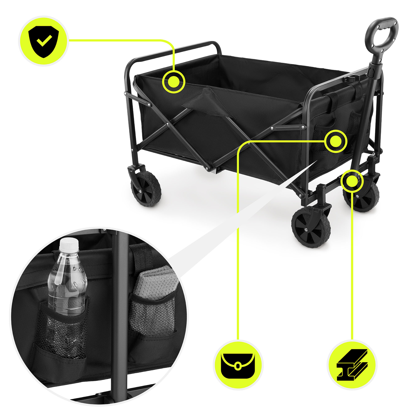 HyperMotion összecsukható strandkerekesszék - fekete, 80 kg