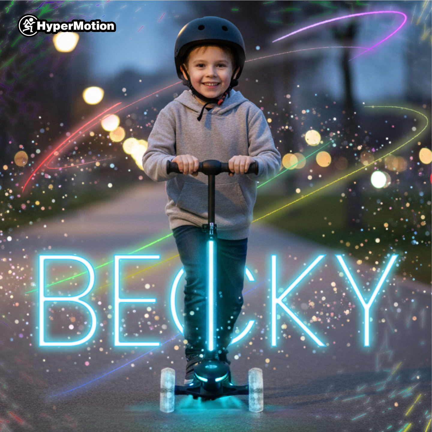HyperMotion BECKY egyensúlyozó roller - RGB LED világítás, fekete