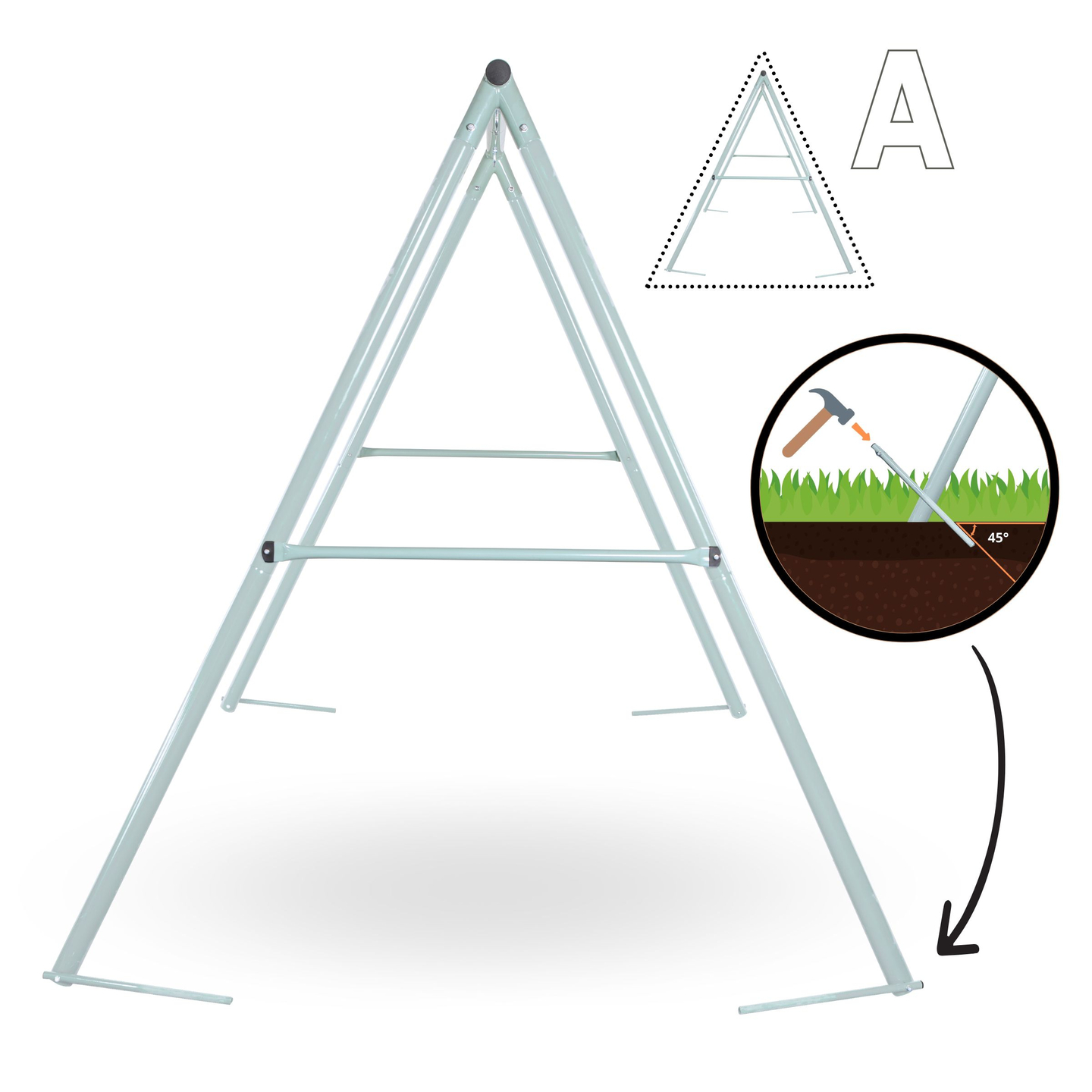 Gólyafészek típusú kerti hinta kerettel és kötelekkel
