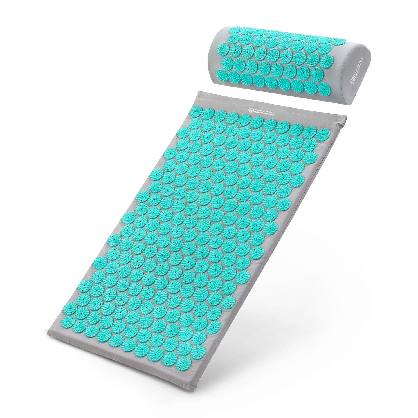 Akupresszúrás szőnyeg párnával és huzattal - 72 cm HyperMotion szürke-menta