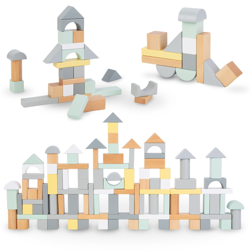 Pasztell fakockák - 100 darabos XL készlet