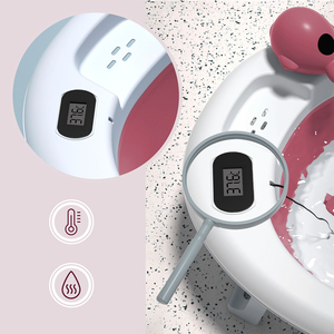 Összecsukható babakád hőmérővel, betéttel és állvánnyal - piszkos rózsaszín színben