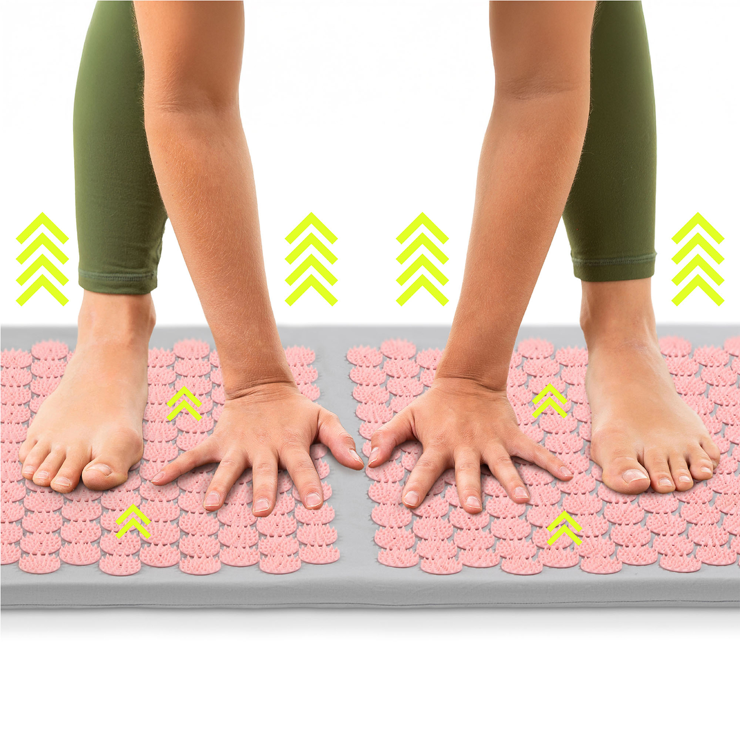 Nagy akupresszúrás szőnyeg párnával és huzattal - 130 cm HyperMotion szürke és rózsaszín