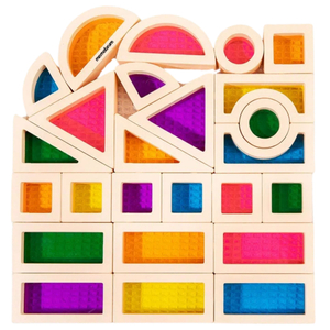 Szivárványos fadarabok - 25 elem