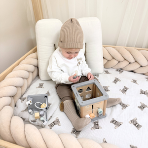 Montessori fából készült oktató kocka - motoros hurok