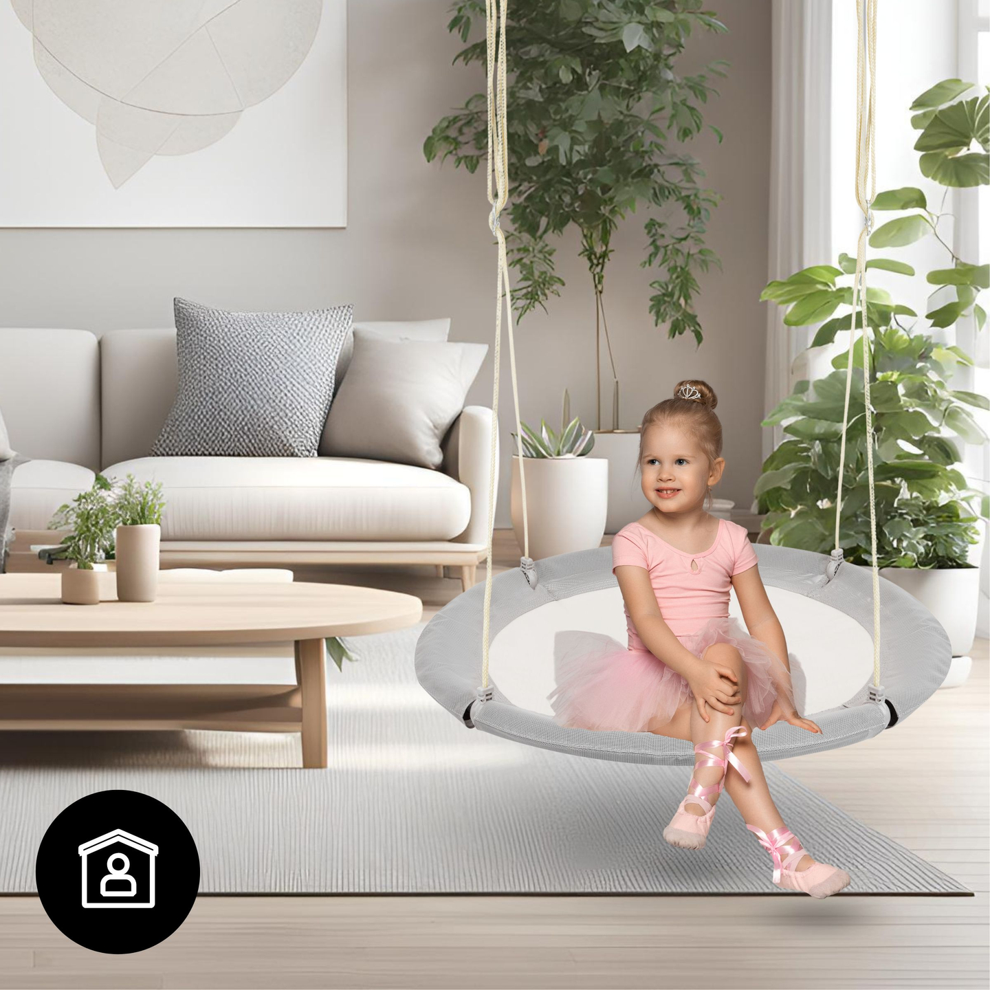 HyperMotion gólyafészek hinta - 100 cm átmérőjű, szürke színben