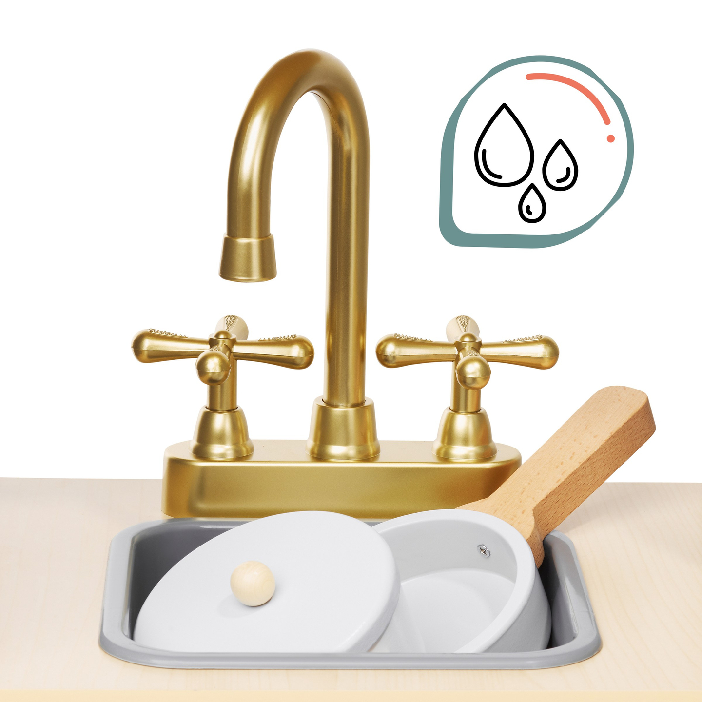 XXXL fából készült interaktív konyha LED világítással, páraelszívóval és tartozékokkal