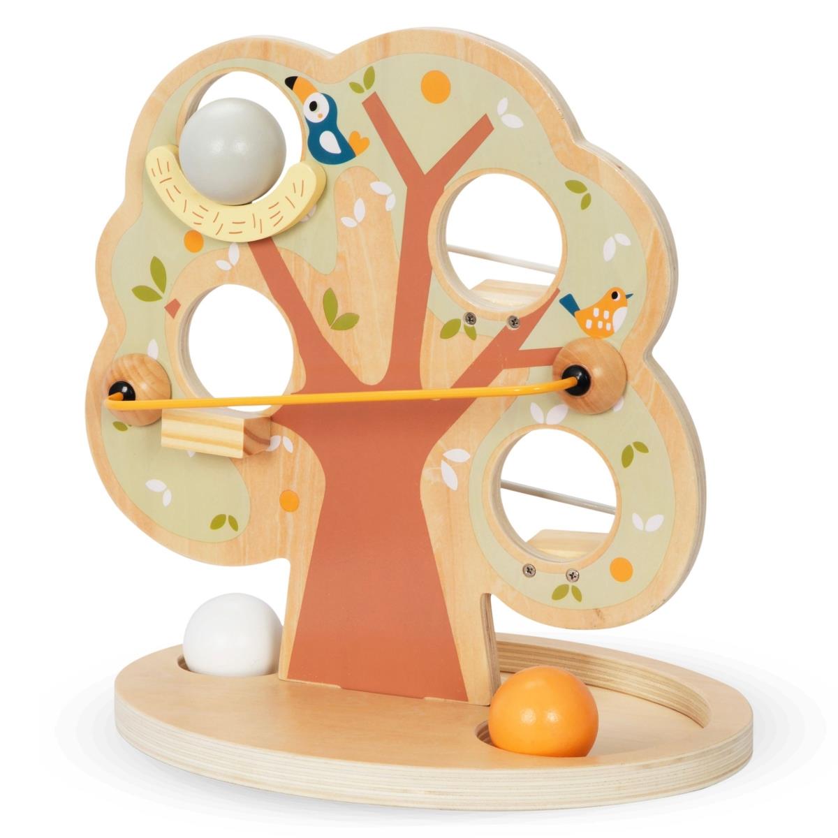 Fából készült golyós csúszdapálya - Zöld fa