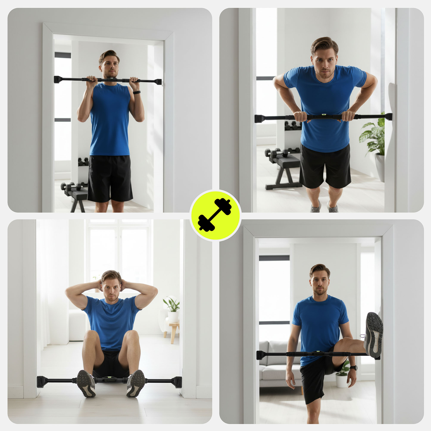 HyperMotion állítható húzódzkodó rúd 74-100 cm, 200 kg, fekete