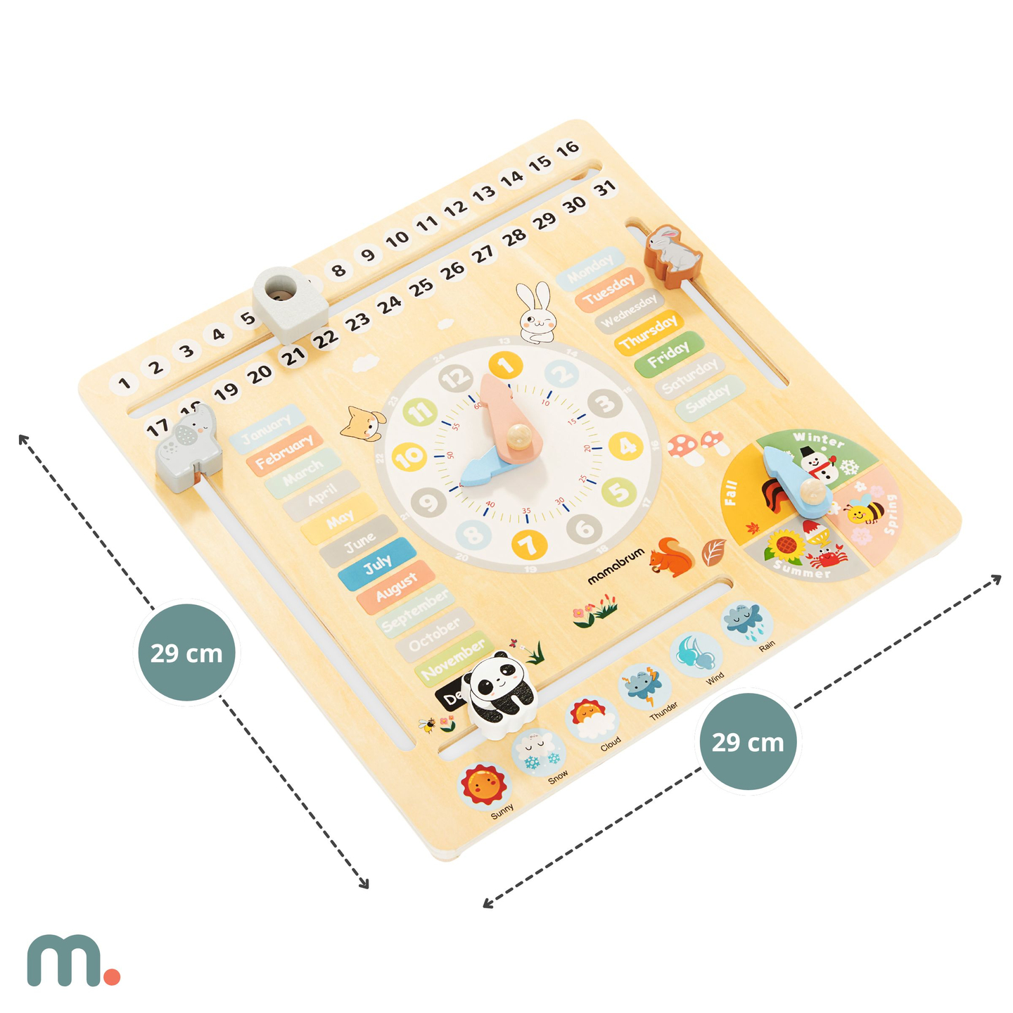 Fából készült gyermeknaptár 6in1