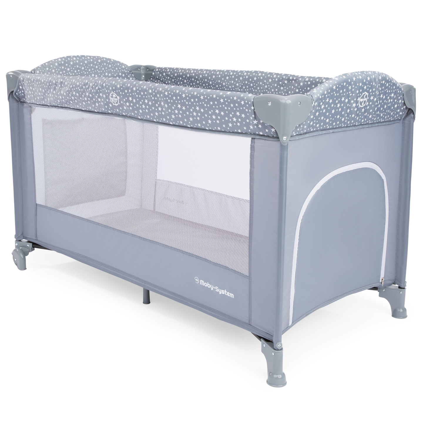 2 szintes utazóágy / járóka pelenkázóasztallal, tetővel és Happy Traveler BASIC PLUS matraccal - szürke