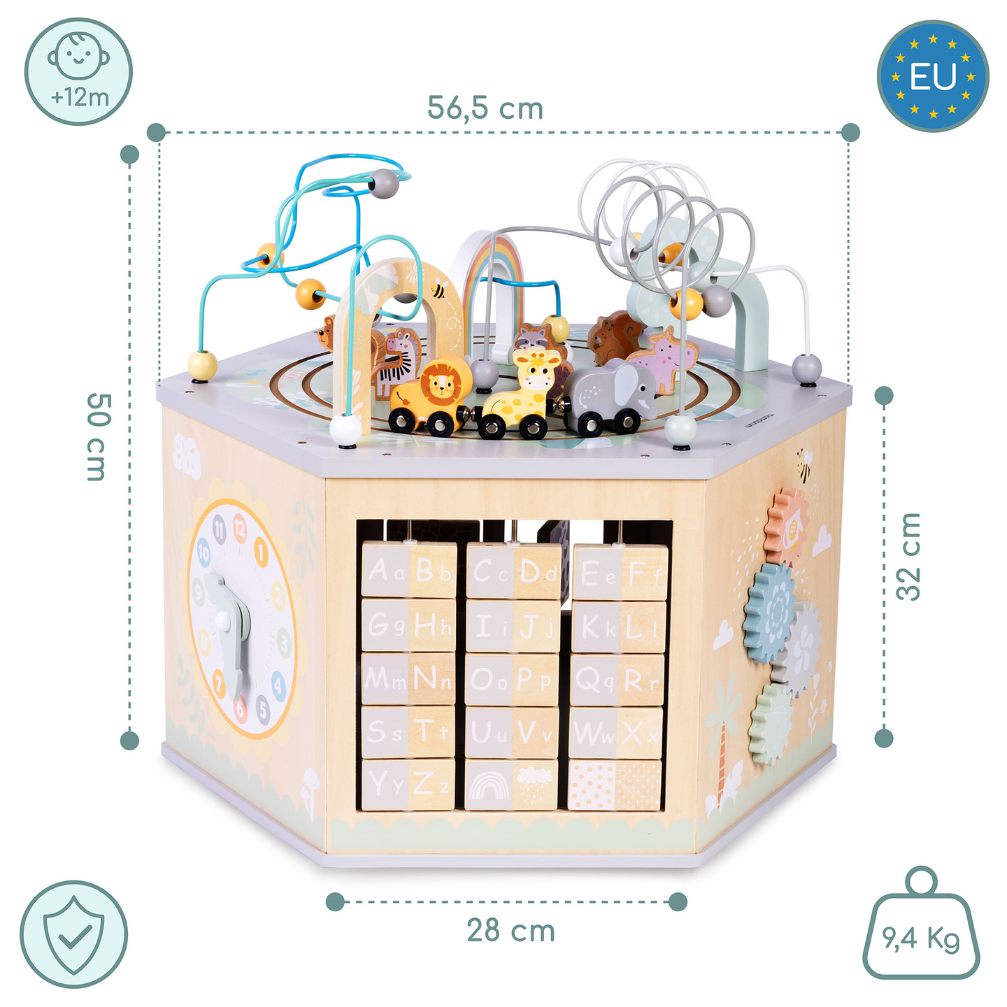 Nagy fa oktatókocka - Montessori játék mágneses vonattal és motoros hurkokkal