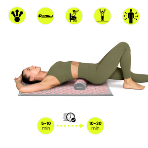 Akupresszúrás szőnyeg párnával és huzattal - 72 cm HyperMotion szürke és rózsaszín