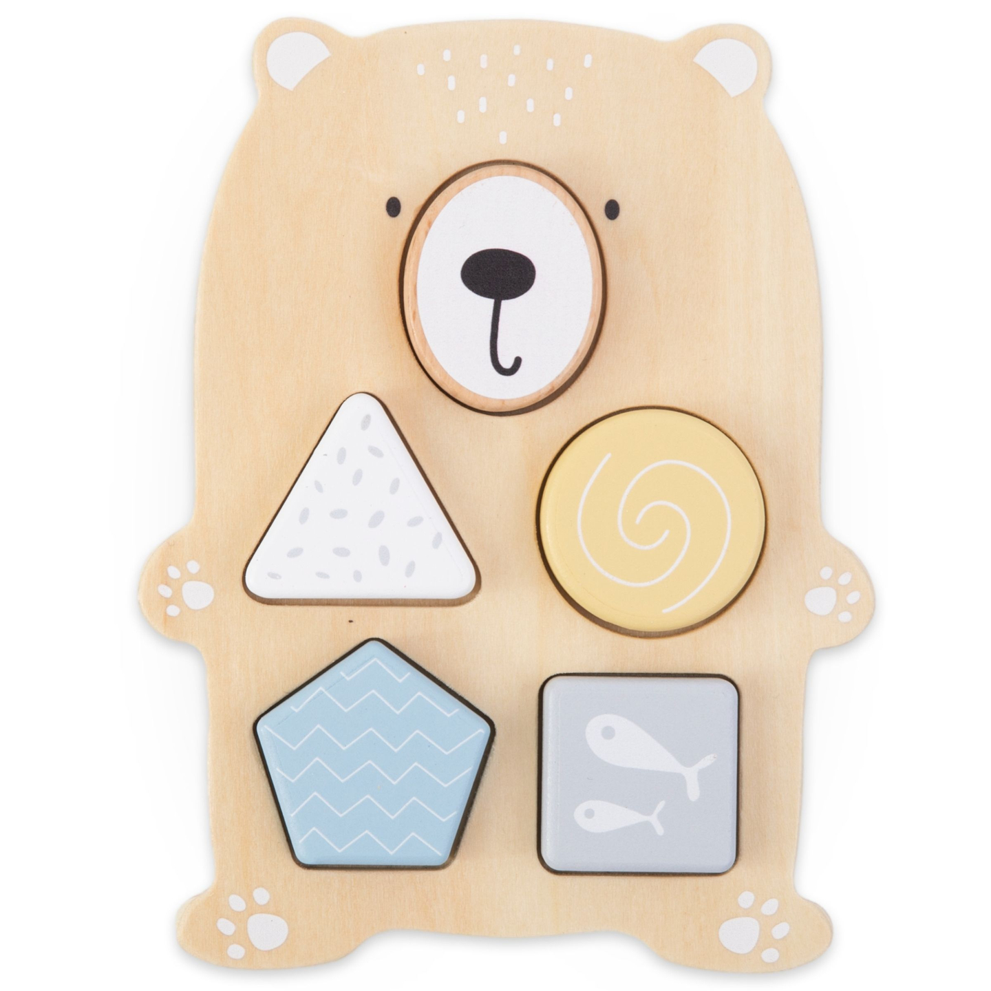 Fából készült játékkészlet - színes összefonódás, pecsétpiramis, mackó szortírozó