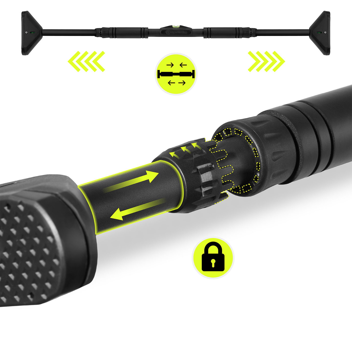 HyperMotion állítható húzódzkodó rúd 70–100 cm, 200 kg, fekete