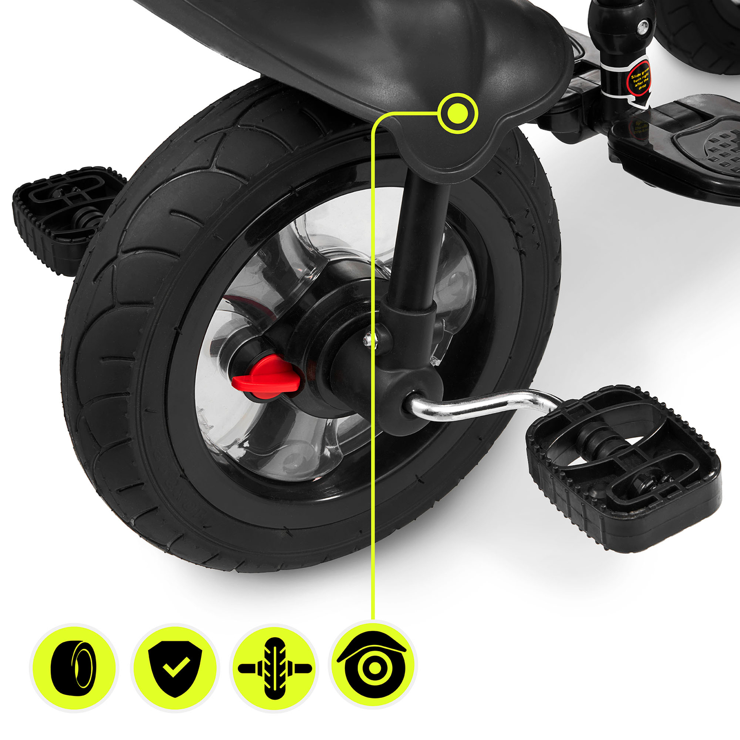 Háromkerekű gyerekeknek 1-4 éves korig - TOBI FREY - szürke színű - forgatható - pumpás kerekek + tolóerő