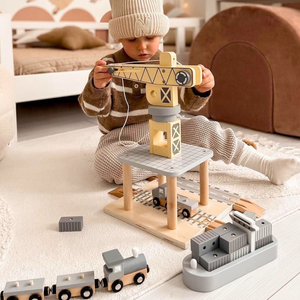 Mobil kikötői daru mágneses csörlővel és tartozékokkal - fából készült készlet