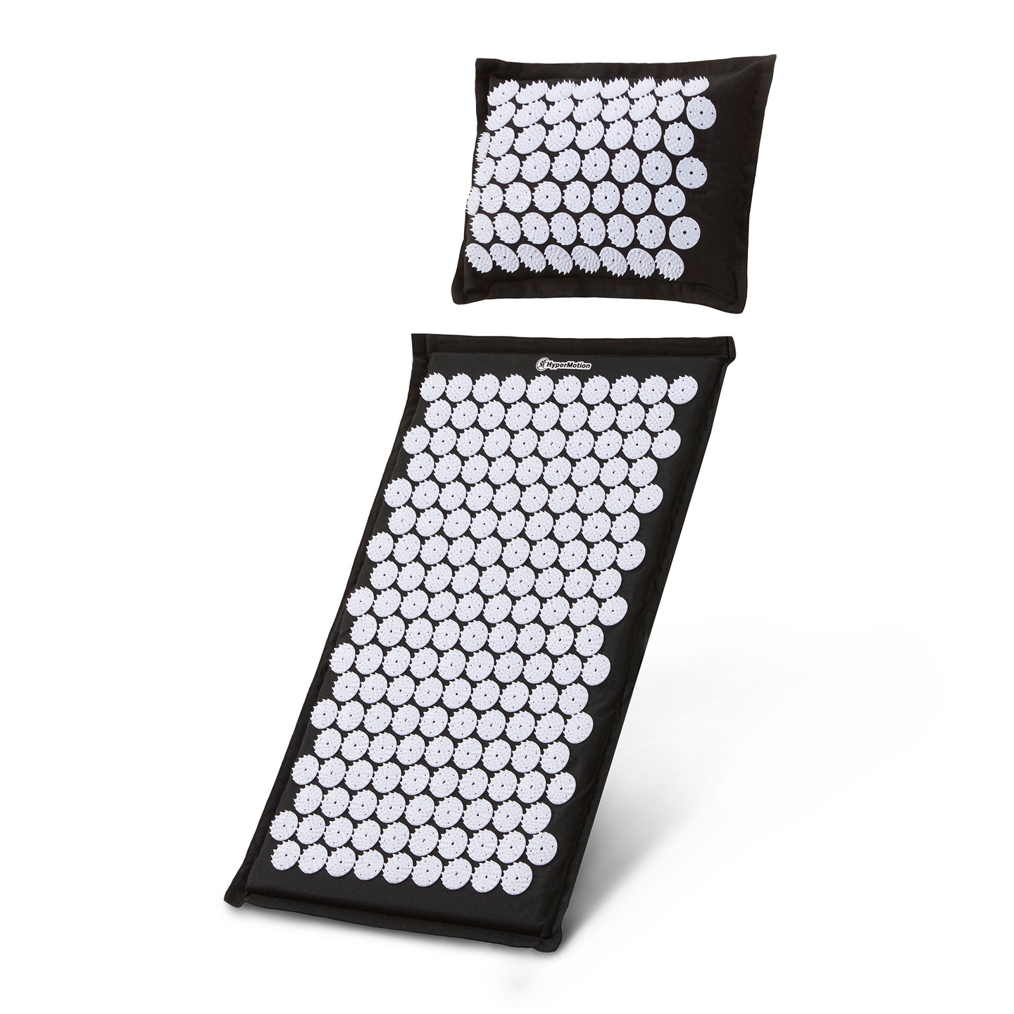 Öko vászon akupresszúrás szőnyeg kókuszrosttal és hajdinapárnával – 68 cm HyperMotion fekete-fehér