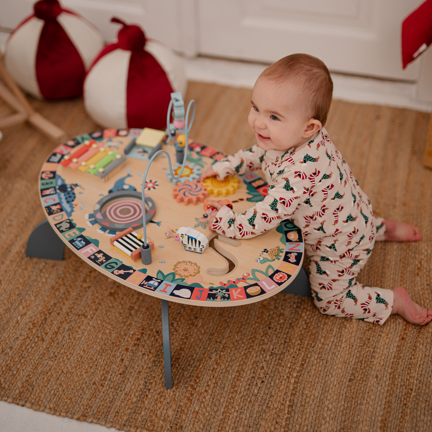 7in1 fából készült oktatási asztal, zenei, érzékszervi