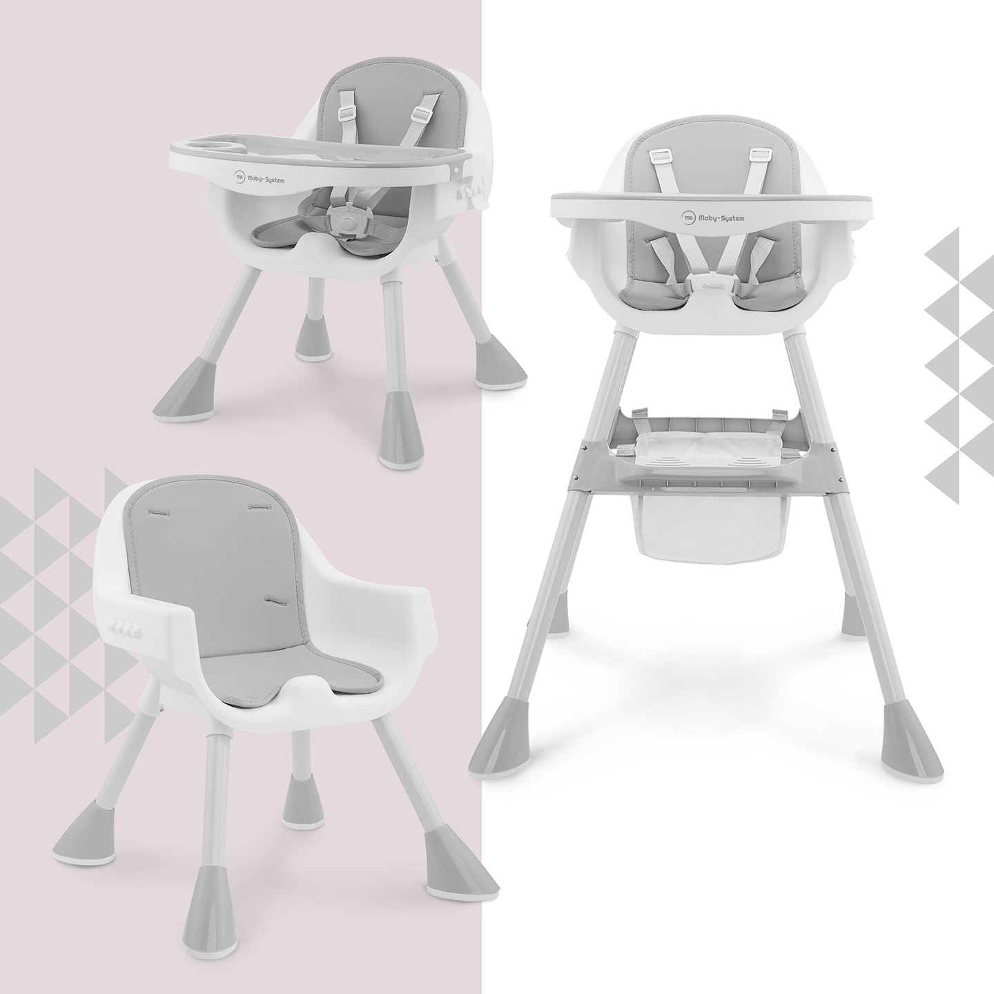 Moby-System Magnolia 2 az 1-ben állítható etetőszék - szürke