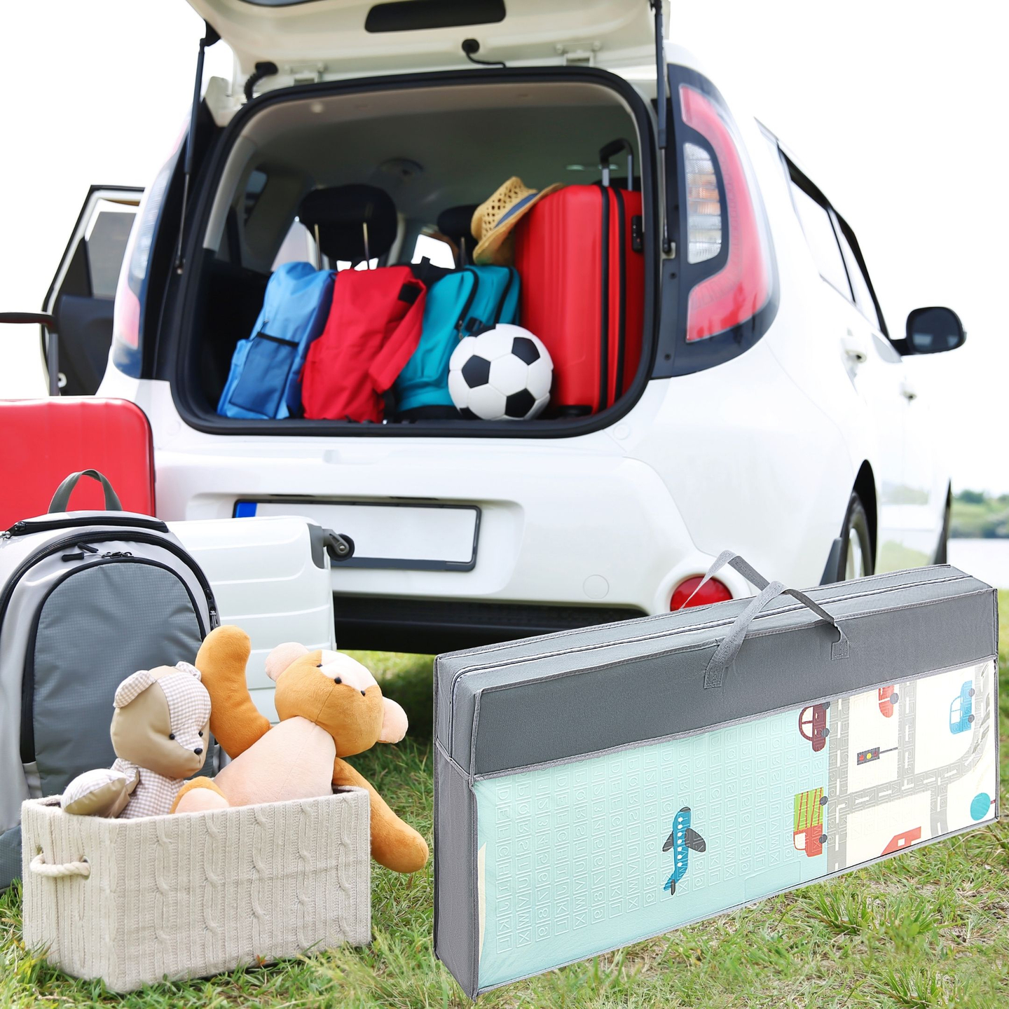 Kétoldalas habszőnyeg XXL - összecsukható 1 CM (hegyek és utak)