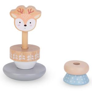 Fából készült játékkészlet - színes összefonódó, piramis Szarvas, szortírozó Pingvin